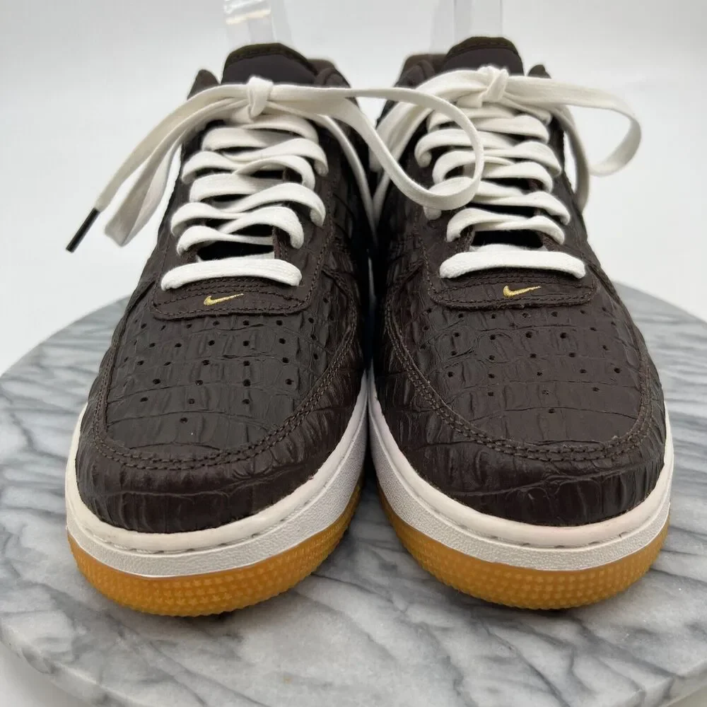 Nike Air Force 1 LV8 Sneakers Mens 8 Brown Faux-Crocodile Baroque Low Top Lace